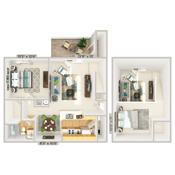 2 bedroom 1 bathroom floorplan