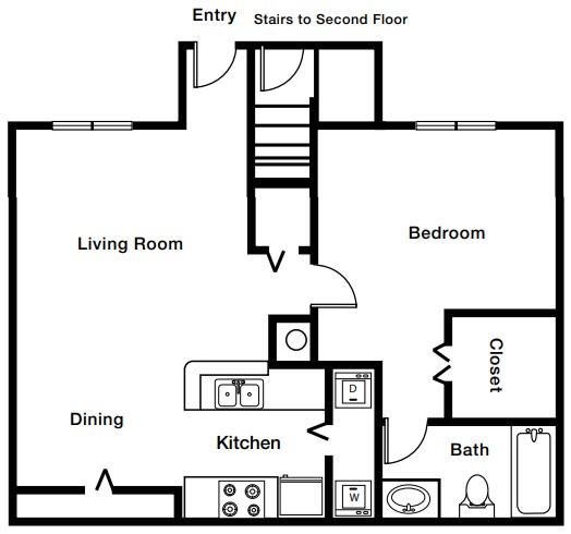 One Bedroom One Bathroom Floor Plan