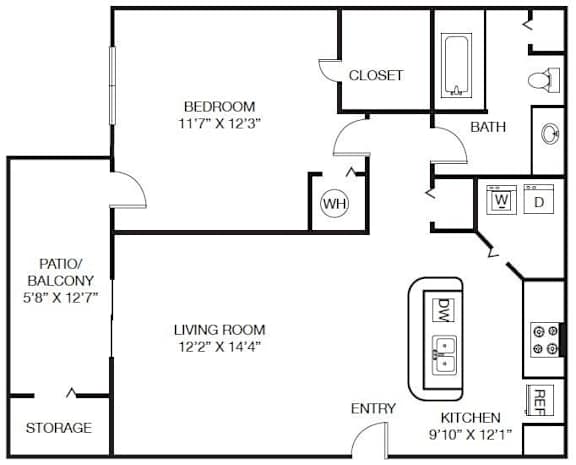 1x1 824 sqft - The Birkdale A1 1x1 824 sqft - The Birkdale A1 at The Grayson Apartment Homes, North Carolina
