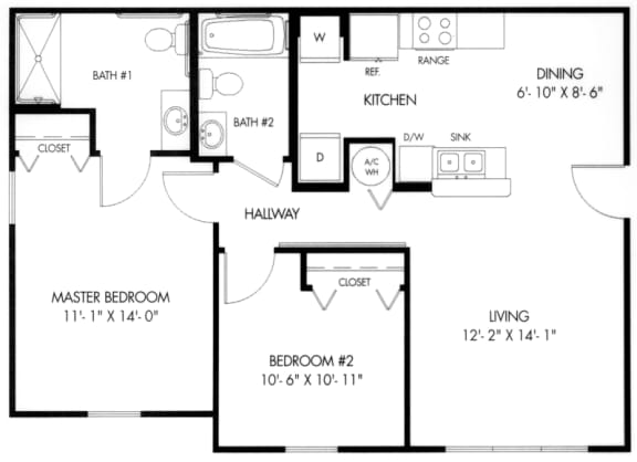 2x2 852 sqft - B1 Style A