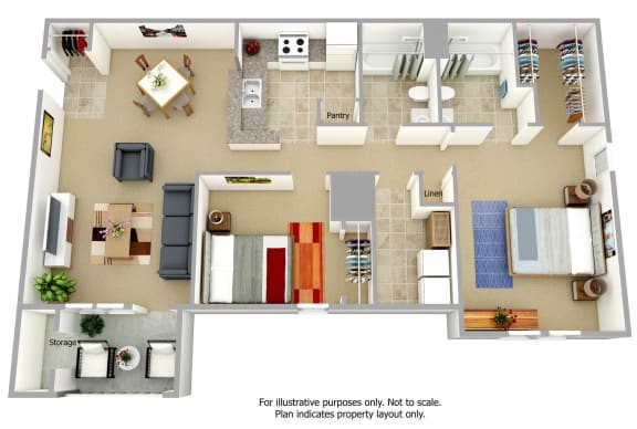 2 Bedroom 2 Bathroom Floor Plan