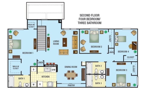 4 bed 3 bath floor plan 2nd floor option