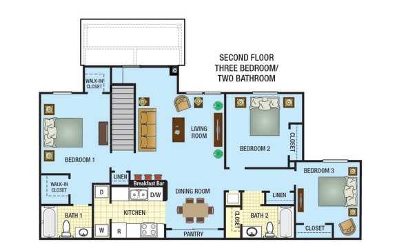 3 Bedroom 2 Bathroom Floor Plan 2nd floor option