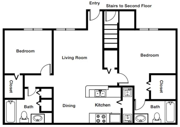 2 Bedroom 2 Bathroom Floor Plan