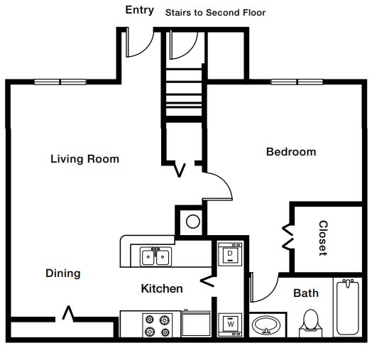 1 Bedroom 1 Bathroom Floor Plan