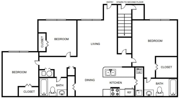 3 Bedroom 2 Bathroom Floor Plan