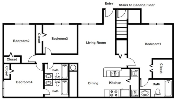 4 bed 3 bath floor plan