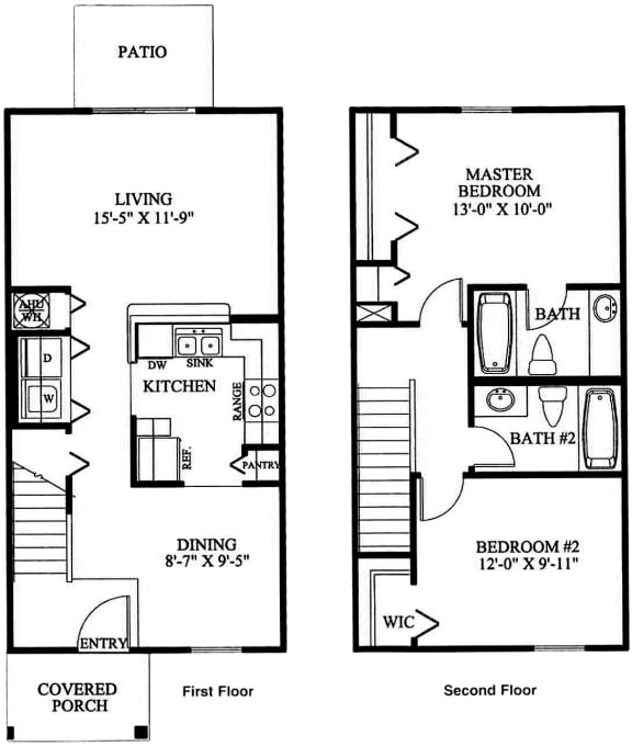 Two Bedroom Two Bathroom Floor Plan