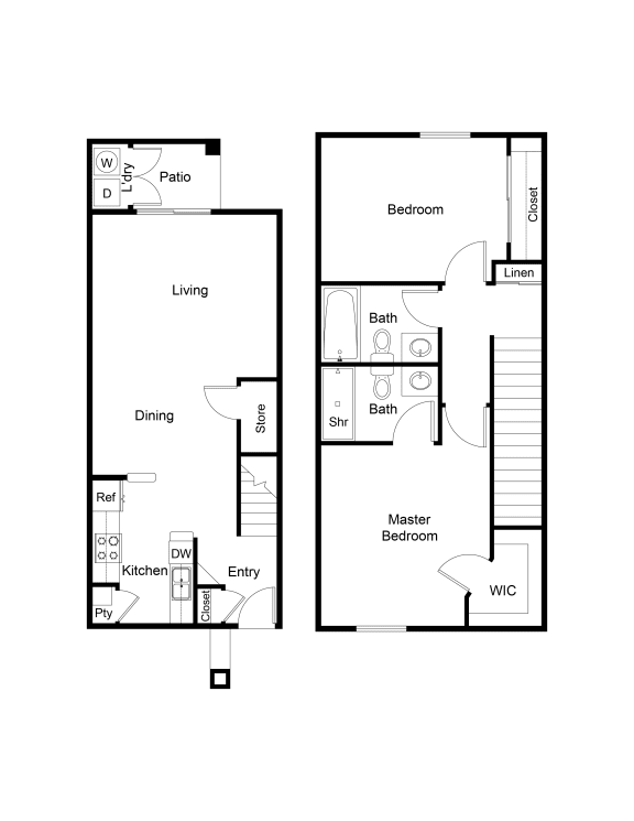 2 Bedroom 2 Bathroom Floor Plan