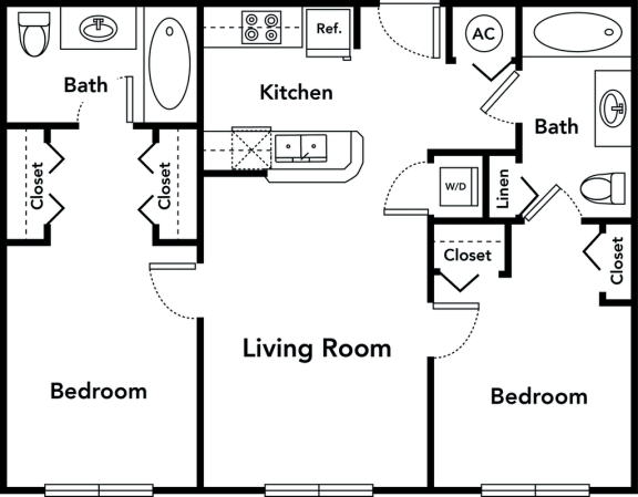 2 bed 2 bath floor plan