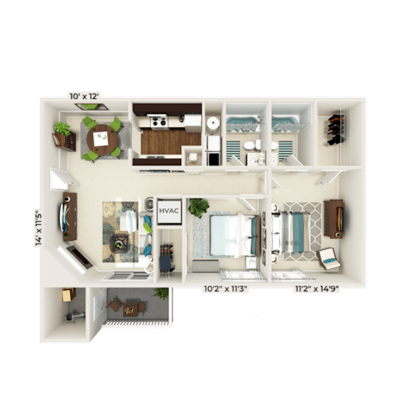 B1 Two bedroom floorplan
