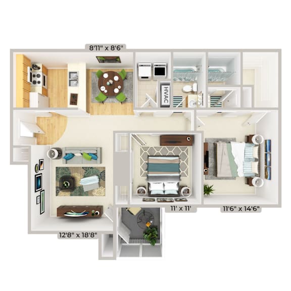 Jefferson two bedroom floorplan