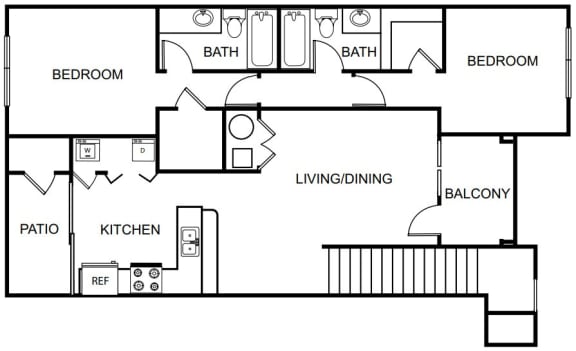 Two Bedroom Two Bathroom Floorplan 1117