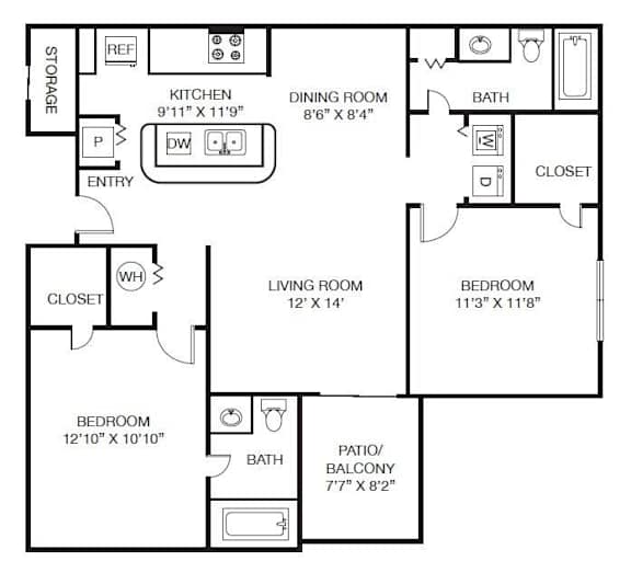 2x2 1132 sqft - The Providence B1
