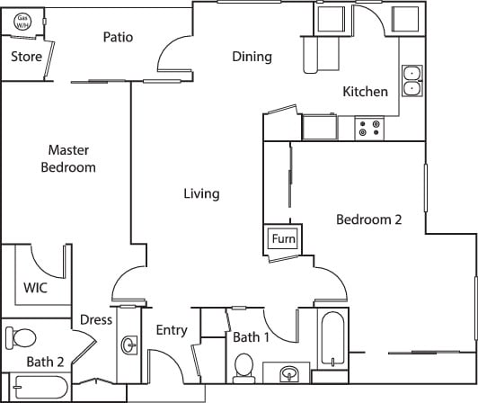 2x2 1178 sqft