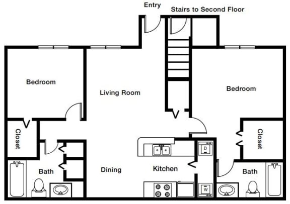 Two bedroom two bath floor plan