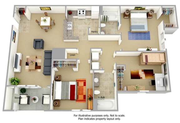 3 Bedroom 2 Bathroom Floor Plan