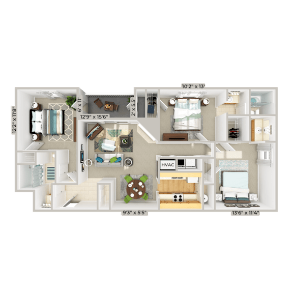 3 bed 2 bath at Fox Hollow Apartment Homes, High Point, 27265