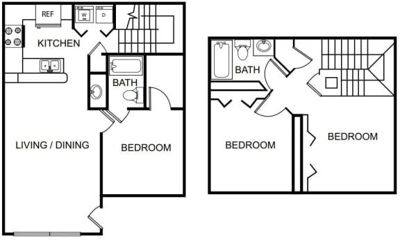 Two Bedroom Two Bathroom Floorplan 1150