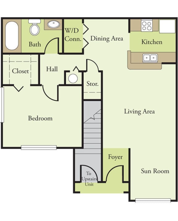 1 Bedroom 1 Bathroom Floor Plan