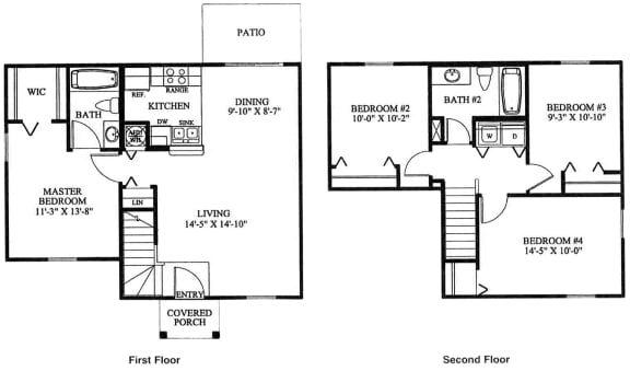 Four Bedroom Two Bathroom Floor Plan