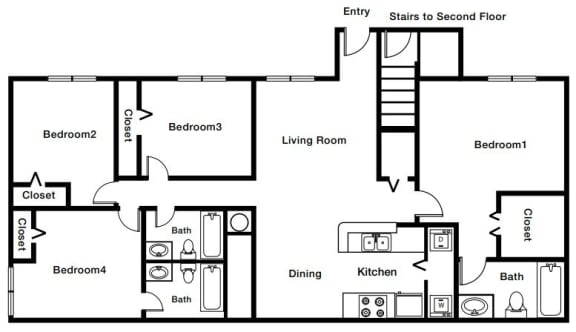 Four bedroom Three Bathroom floor plan