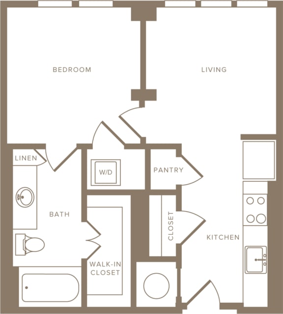 One Bedroom One Bathroom Floorplan 560