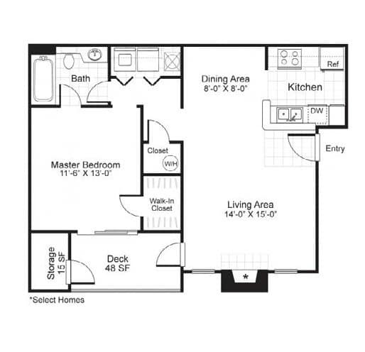 1 bed 1 bath B at Paces Pointe Apartment Homes, Matthews, 28105