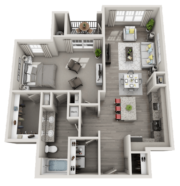 1 bed 1 bath B at Foxwood Apartments, Raleigh-Durham