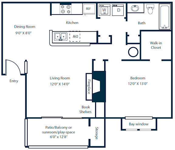 Southpark Commons A4 Floor Plan 1 Bedroom 1 Bath
