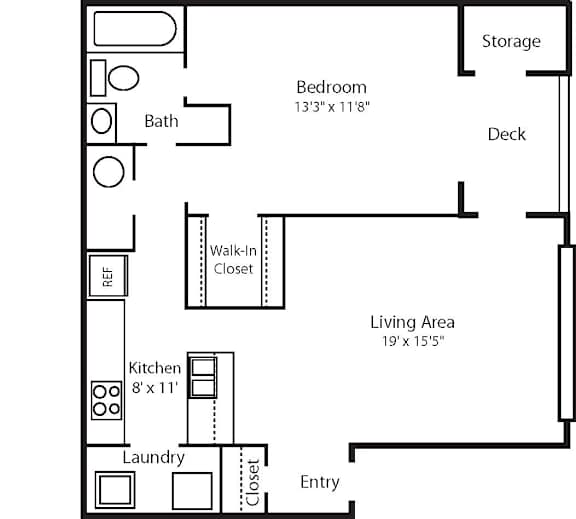 1 bedroom 1 bathroom floorplan