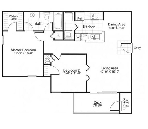 Two bedroom floorplan