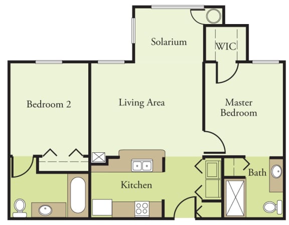 Two Bedroom Two Bathroom Floor Plan