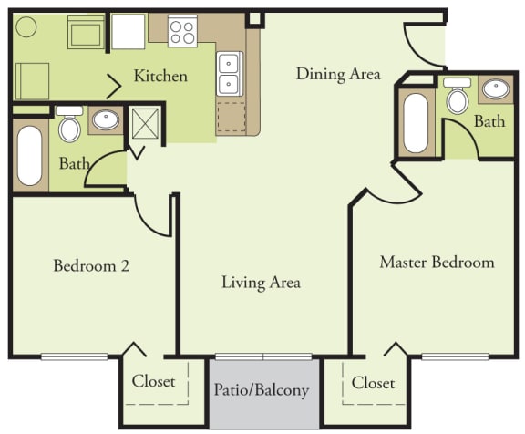 Two Bedroom Two Bathroom Floor Plan