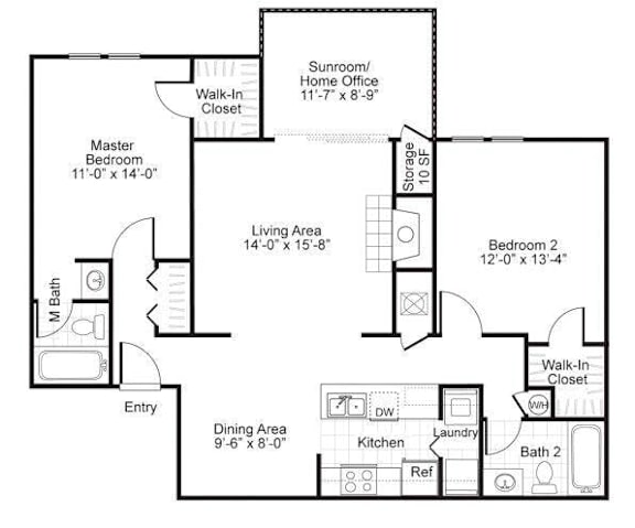 Woodlyn on the Green| B3 Floor Plan at Woodlyn on the Green Apartment Homes, North Carolina, 27513