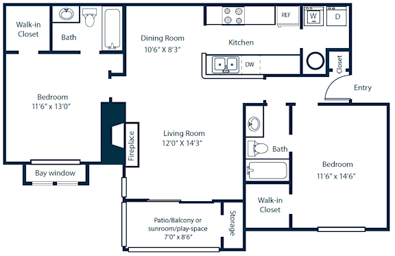 Southpark Commons B5 Floor Plan 2 Bedroom 2 Bath