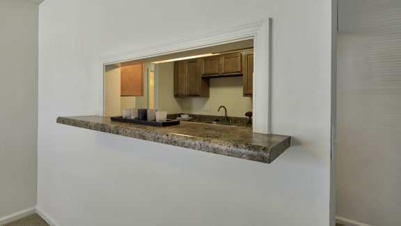 a view of the kitchen from the living room