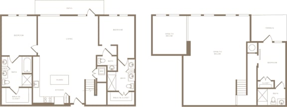 Three Bedroom Three Bathroom and a half Floor Plan 1528