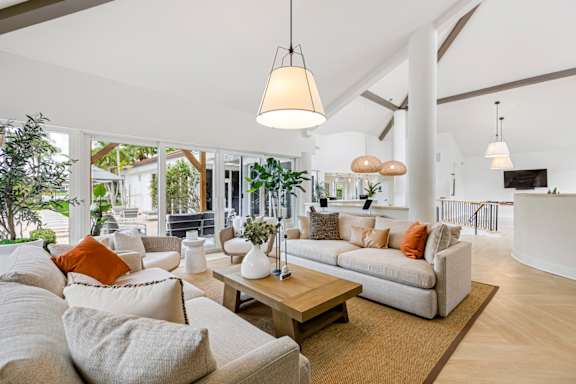 clubhouse lounge area with couches around a coffee table