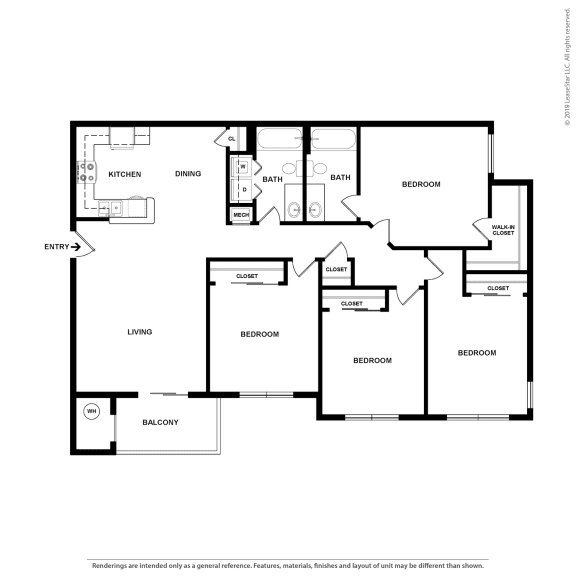 4 Bedroom 2 Bathroom Floor Plan