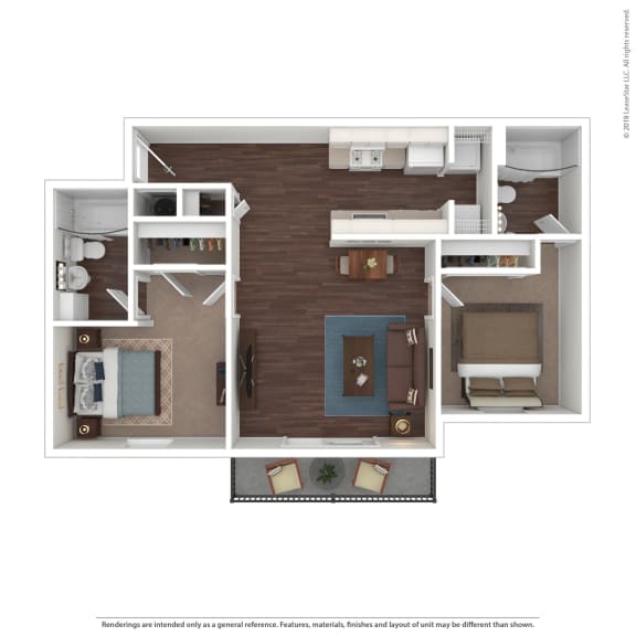 2 Bedroom 2 Bathroom Floor Plan