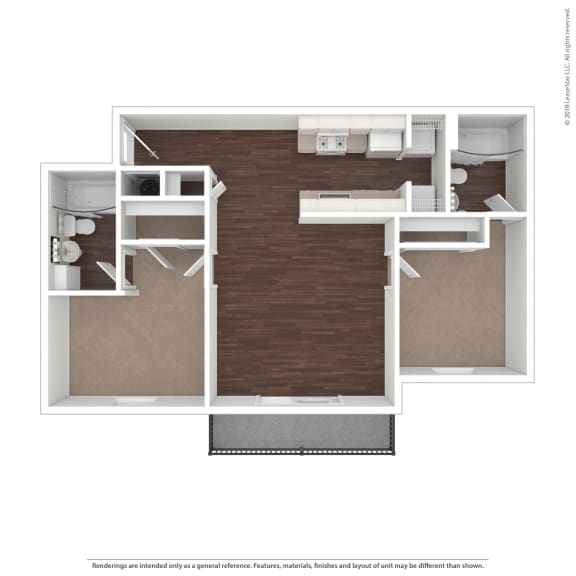 2 Bedroom 2 Bathroom Floor Plan