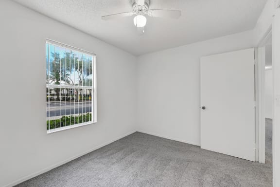 Bedroom area facing exterior window