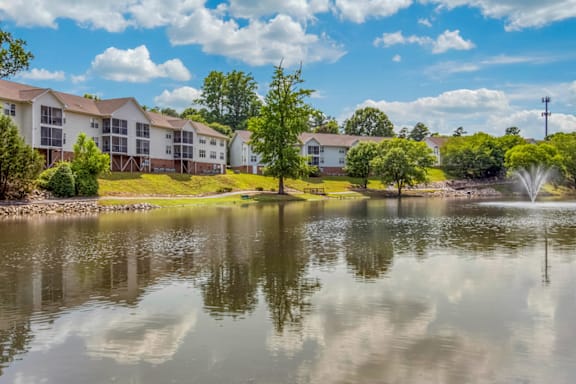 Lake With Fountains at Caveness Farms Apartments, Wake Forest, 27587