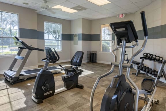 Fitness Center with Exercise Equipment  and Ceiling Fan