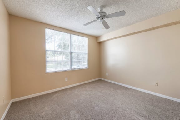 Bedroom with carpet flooring and multi speed ceiling fan
