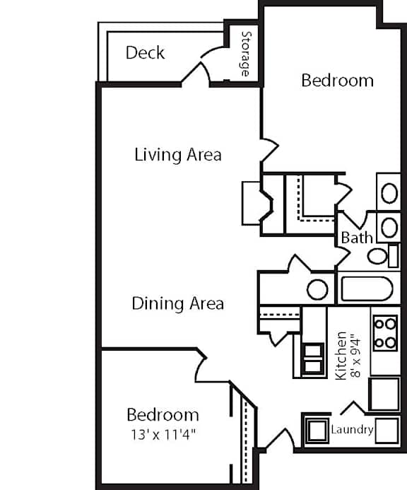 2 bedroom 1 bathroom floorplan