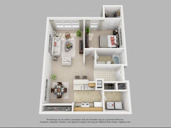 One Bedroom One Bathroom Floor Plan