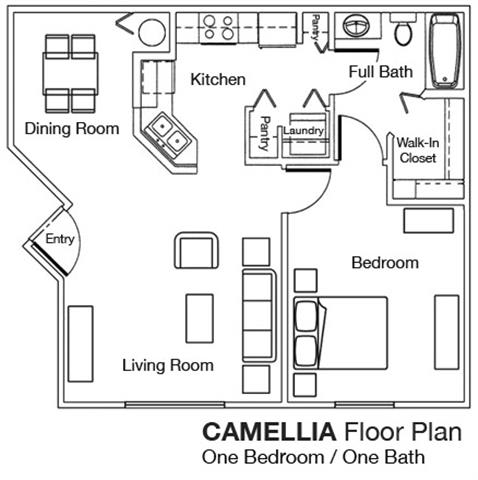 Whispering Pines 1x1 Floor Plan
