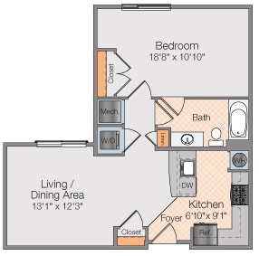 Floor plan 1 bed 1 bath